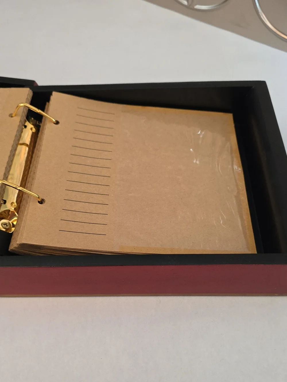 Vintage Florentine Style Book-Shaped Wooden Box - 2-Ring Binder Photo Album